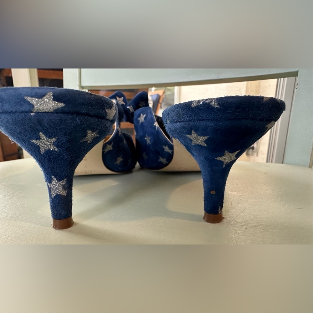J. Crew Blue Star-Print Pointed Toe Knot Mules - Picture 3 of 12